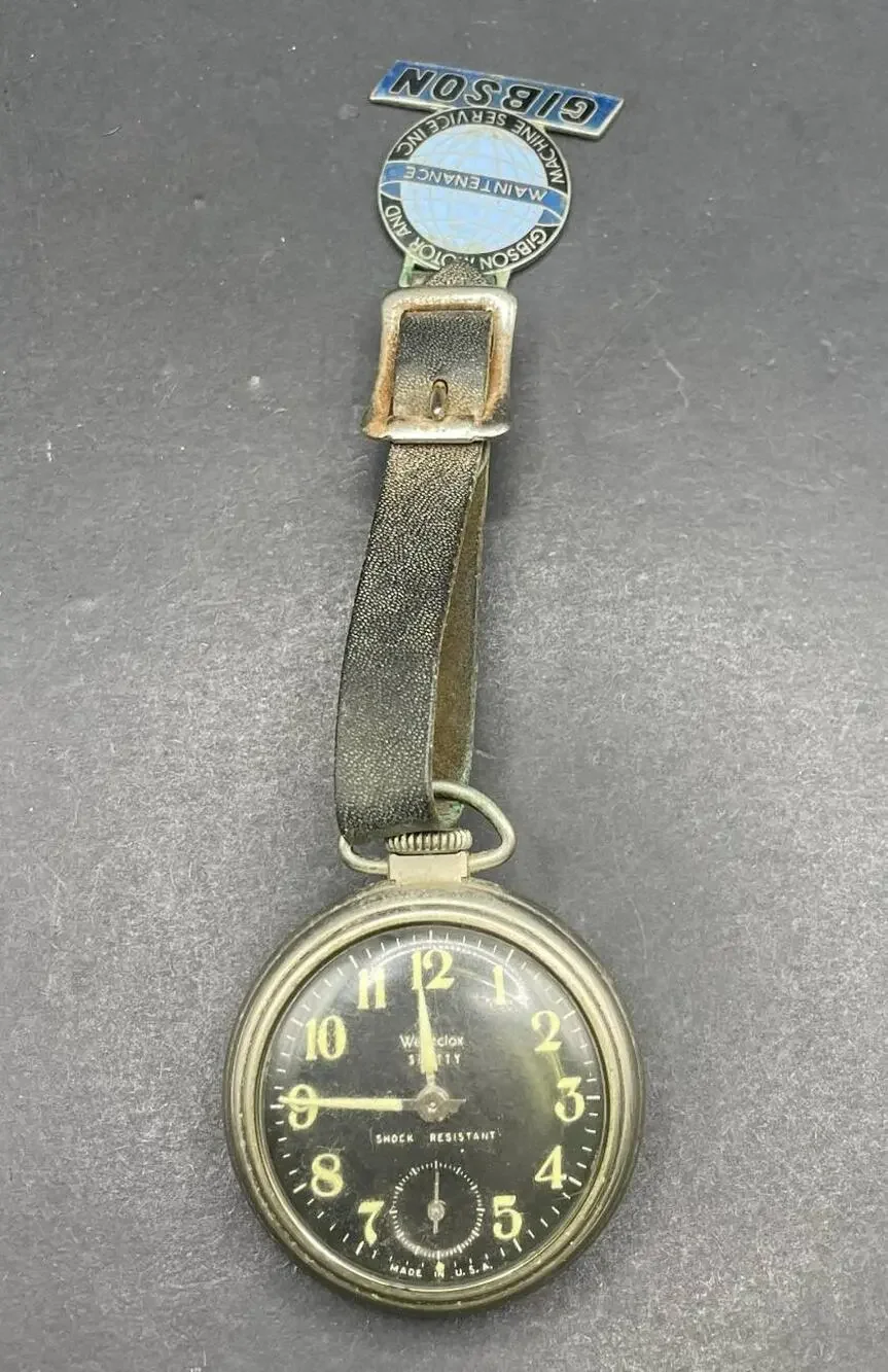 Vintage Westclox Scotty Pocket Watch Black Dial Sub Second USA Gibson Fob